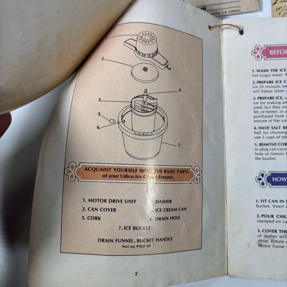 udico’s family ice cream factory Recipes Instructions Handwritten Vintage Udico - Picture 4 of 5